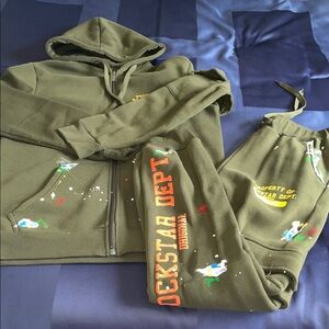 Olive Green Rockstar Dept Hoodie and Sweatpants Set